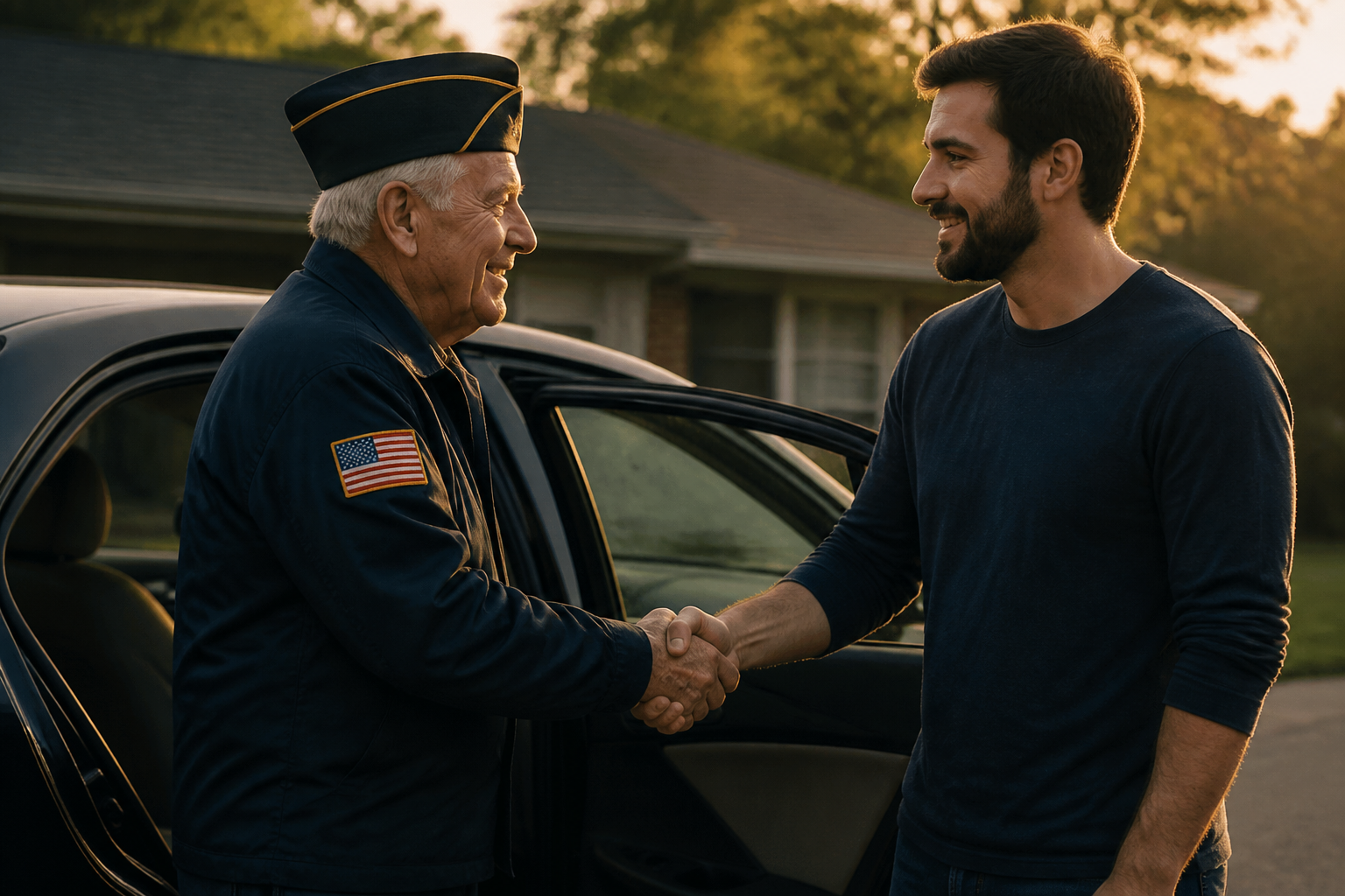 Founder and volunteer sharing a handshake
